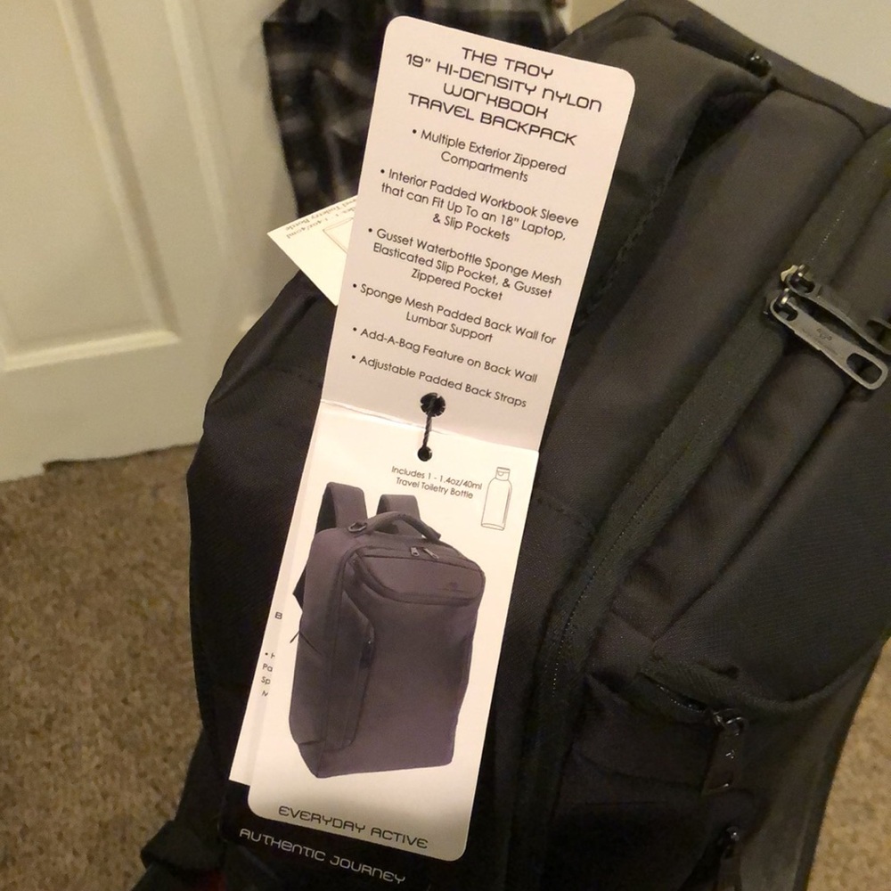 Jack Abrahams The Troy 19” hi-density nylon workbook travel backpack in Black - Picture 3 of 7